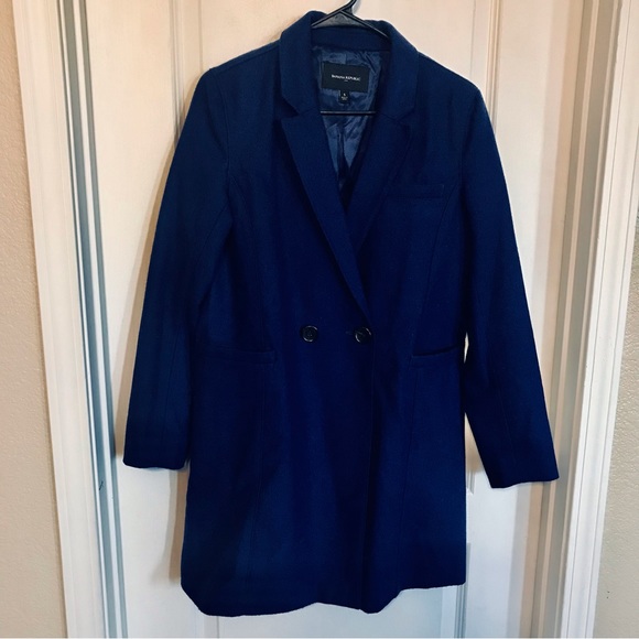 Royal Blue Banana Republic Pea Coat, double breasted lapel collar - Picture 3 of 12